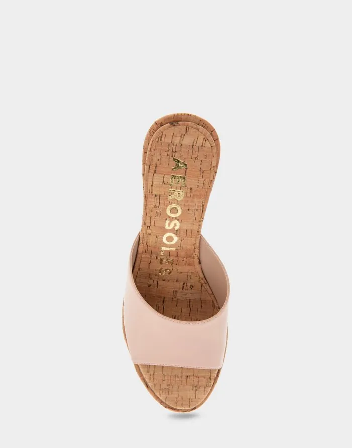 Aerosoles Comfortable Women039s Wedge Slide Sandal In Cipria Patent Faux Leather Cipria Patent Faux Leather Women Slides