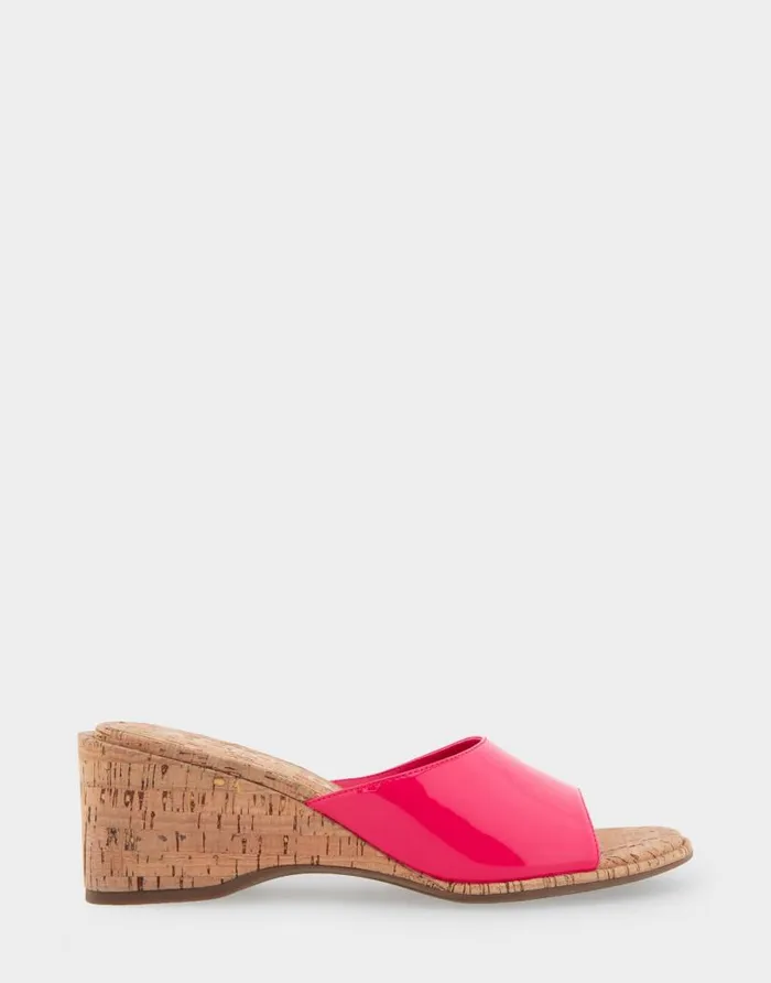 Aerosoles Comfortable Women039s Wedge Slide Sandal In Virtual Pink Patent Faux Leather Virtual Pink Patent Faux Leather Women Dress
