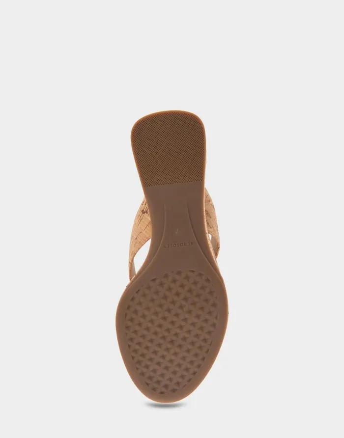 Aerosoles Comfortable Women039s Wedge Thong Sandal In Cork Cork Cork Women Dress