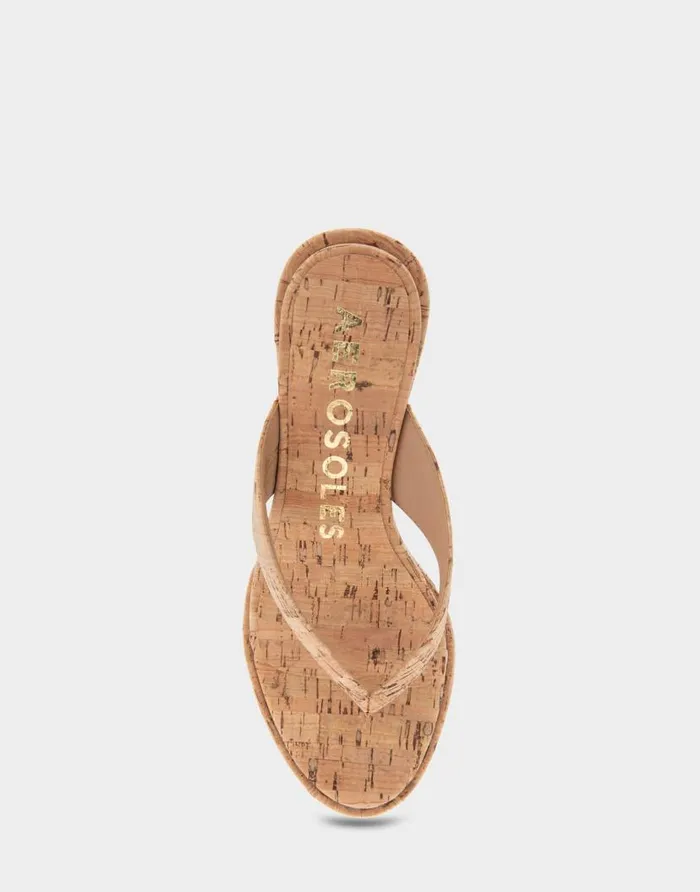 Aerosoles Comfortable Women039s Wedge Thong Sandal In Cork Cork Cork Women Wedges