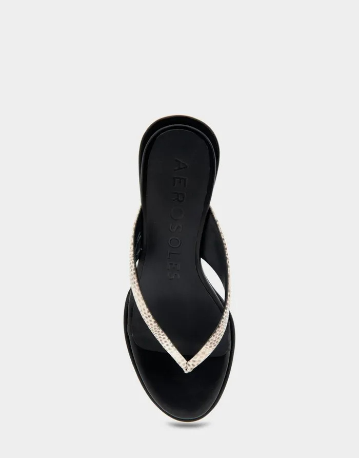Aerosoles Comfortable Women039s Wedge Thong Sandal In Roccia Snake Print Leather Roccia Snake Print Leather Women Dress