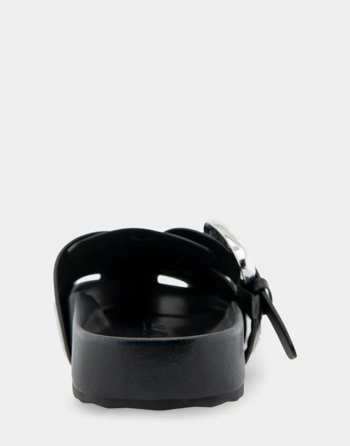 Aerosoles Comfortable Women039s Woven Fisherman Footbed Slip On In Black Leather Black Leather Women Clogs and Mules