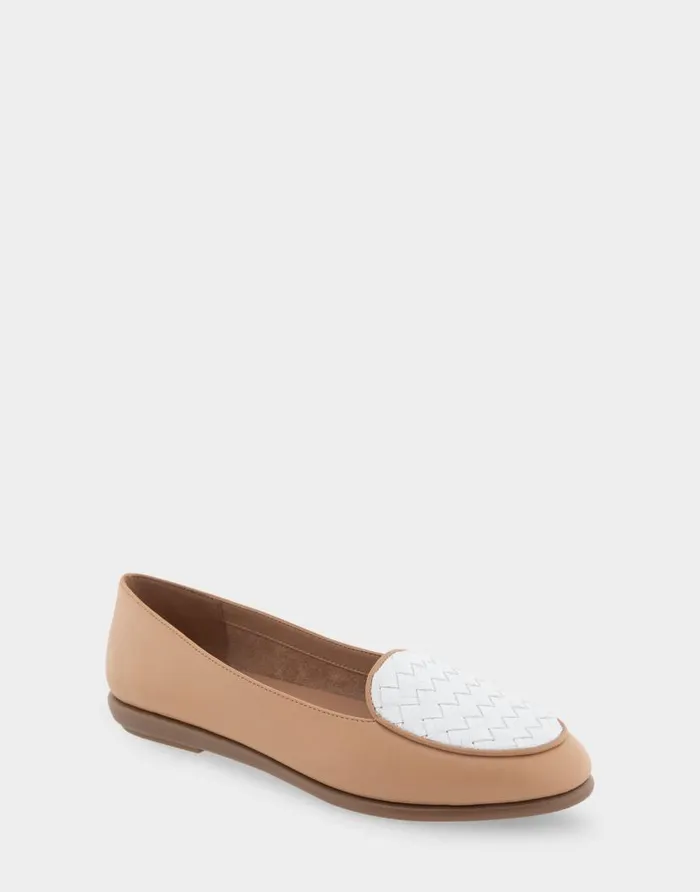 Aerosoles Comfortable Women039s Woven Plug Loafer In Doe Faux Leather Doe Faux Leather Women Wide Width Flats