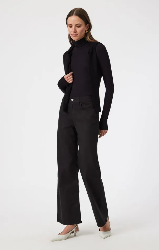 Alena Straight Leg In Black Luxe Twill Women Mavi Jeans Pants