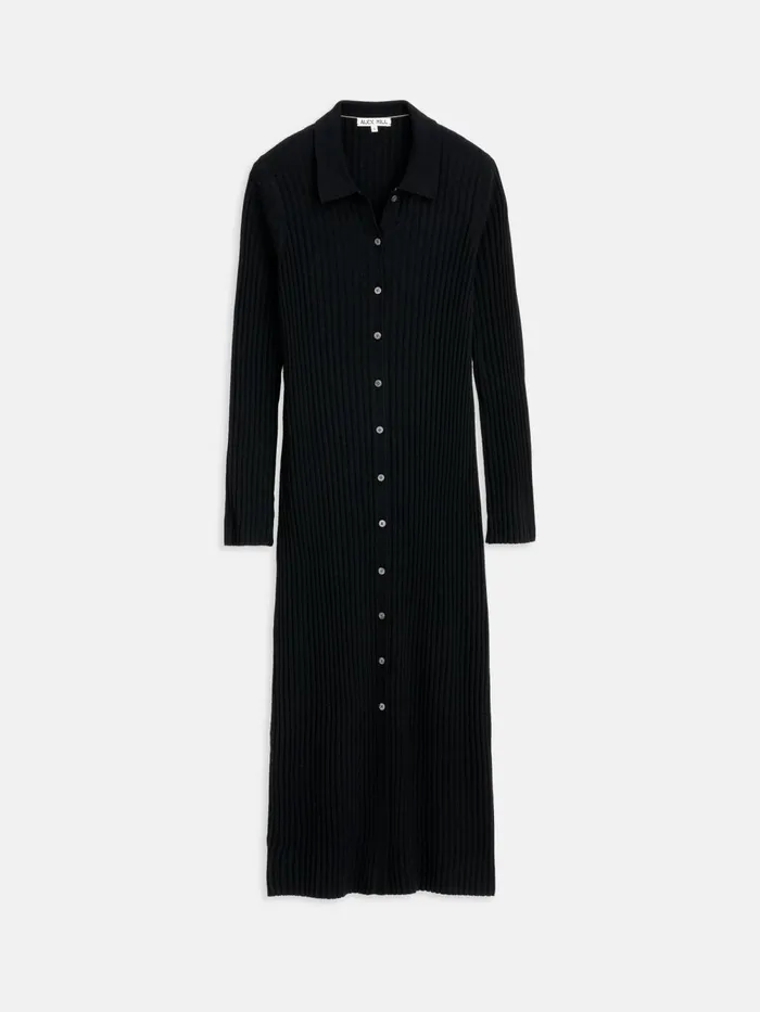 Alex Mill Dresses Skirts Women Long Sleeve Alice Ribbed Dress Black