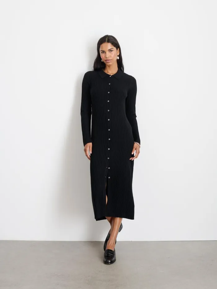 Alex Mill Dresses Skirts Women Long Sleeve Alice Ribbed Dress Black