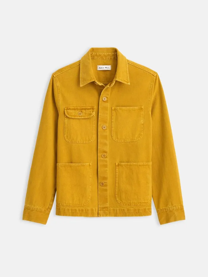 Alex Mill Jackets Coats Men Garment Dyed Work Jacket In Recycled Denim Yellow Ochre