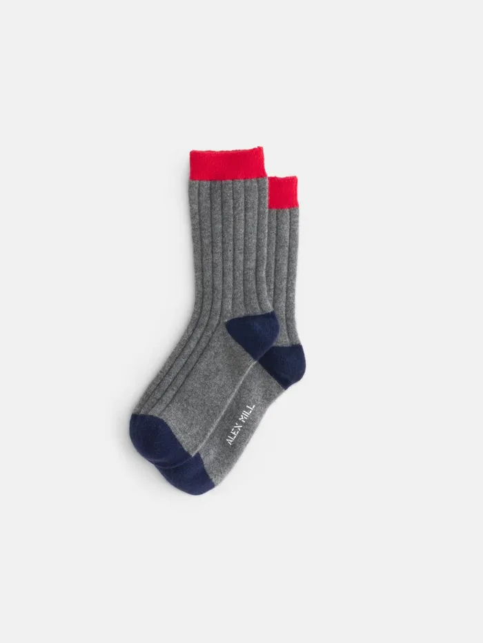 Alex Mill Men Cashmere Socks Heather Greynavyred
