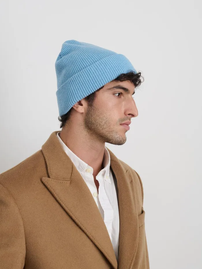 Alex Mill Men Wool Cotton Beanie Blue Glacier