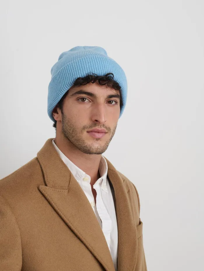 Alex Mill Men Wool Cotton Beanie Blue Glacier