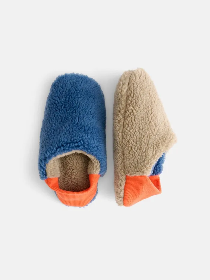 Alex Mill Pajamas Slippers Men Sherpa House Shoes Blue