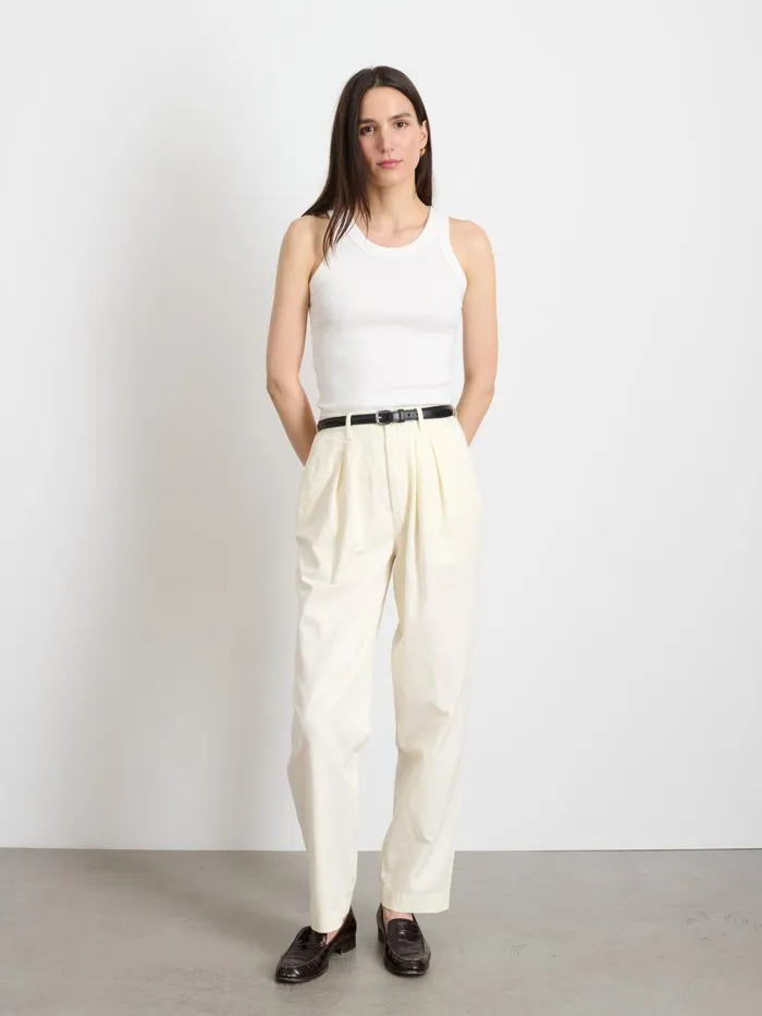 Alex Mill Pants Women Keaton Double Pleat Pant In Twill Light Bone