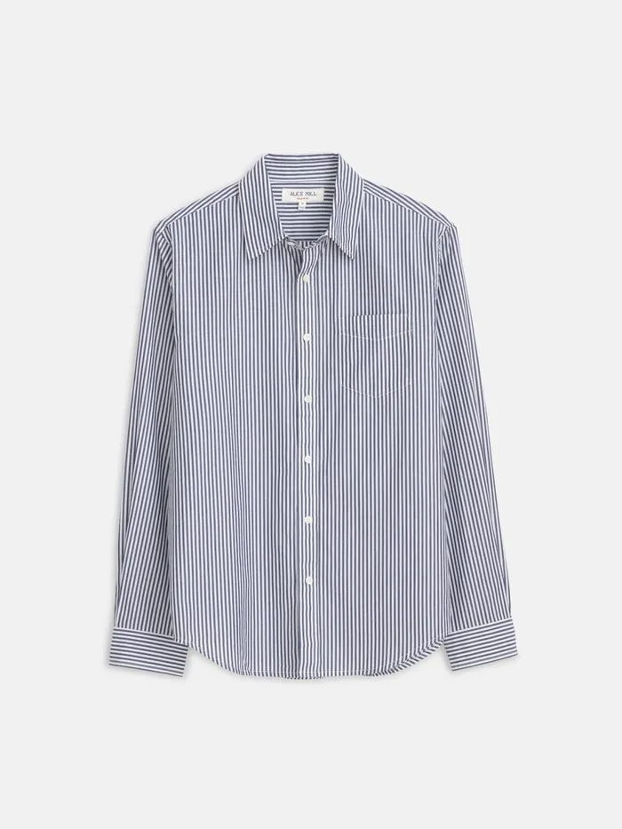 Alex Mill Shirts Men Mill Shirt In Striped Cotton Poplin Navywhite