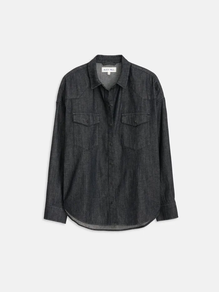 Alex Mill Shirts Tops Women Santa Fe Shirt In Black Denim Black Wash