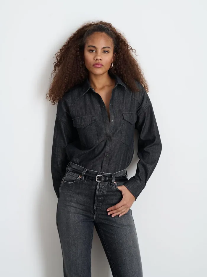 Alex Mill Shirts Tops Women Santa Fe Shirt In Black Denim Black Wash