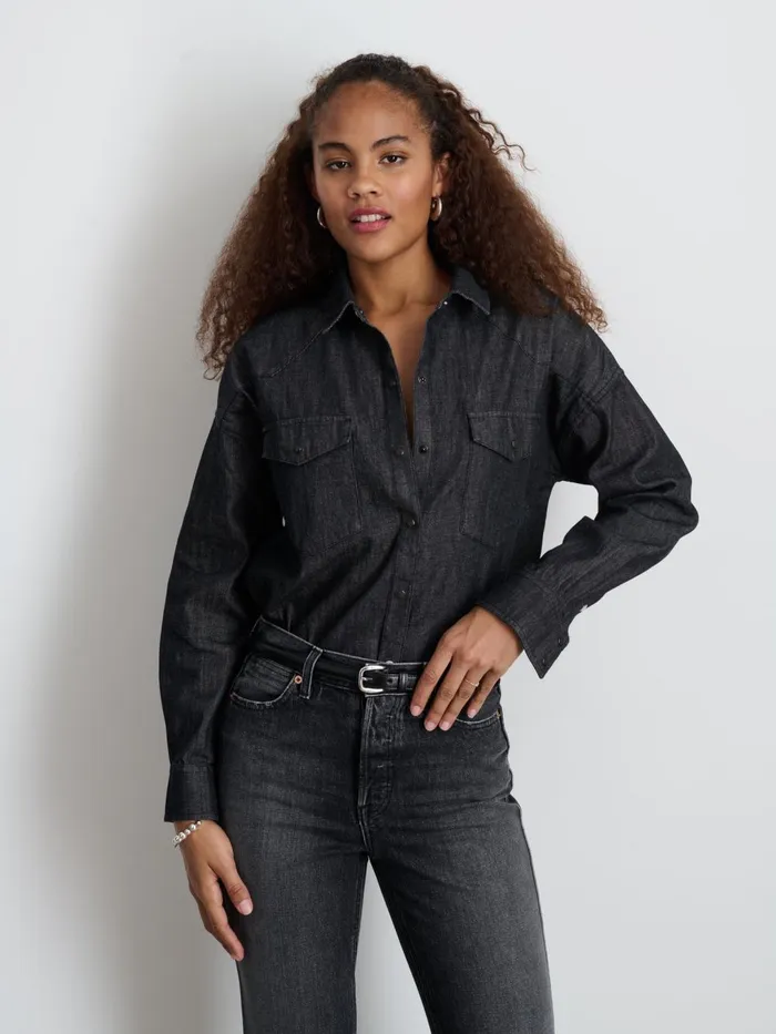 Alex Mill Shirts Tops Women Santa Fe Shirt In Black Denim Black Wash