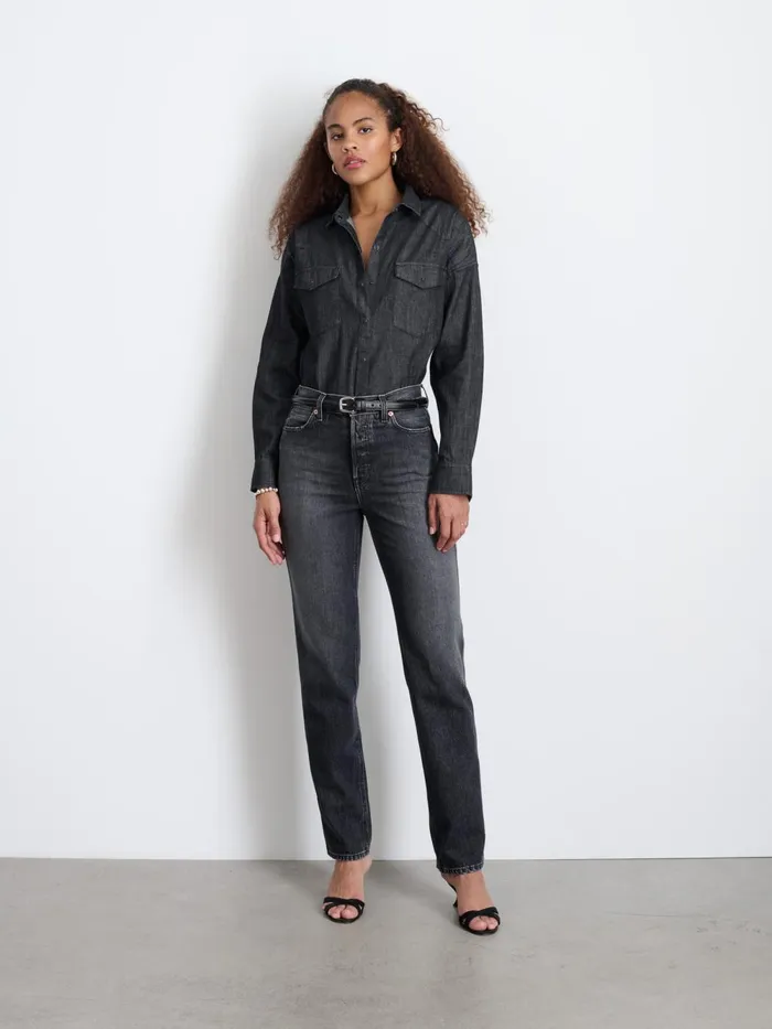 Alex Mill Shirts Tops Women Santa Fe Shirt In Black Denim Black Wash