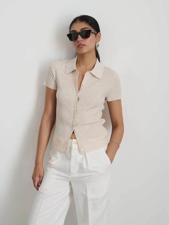 Alex Mill Shirts Tops Women Suzanne Ribbed Polo Ivory Alex Mill Shirts Tops Women Suzanne Ribbed Polo Ivory