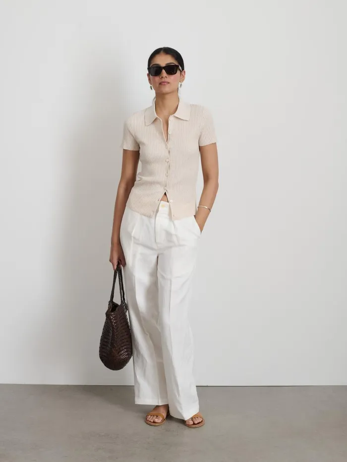 Alex Mill Shirts Tops Women Suzanne Ribbed Polo Ivory Alex Mill Shirts Tops Women Suzanne Ribbed Polo Ivory