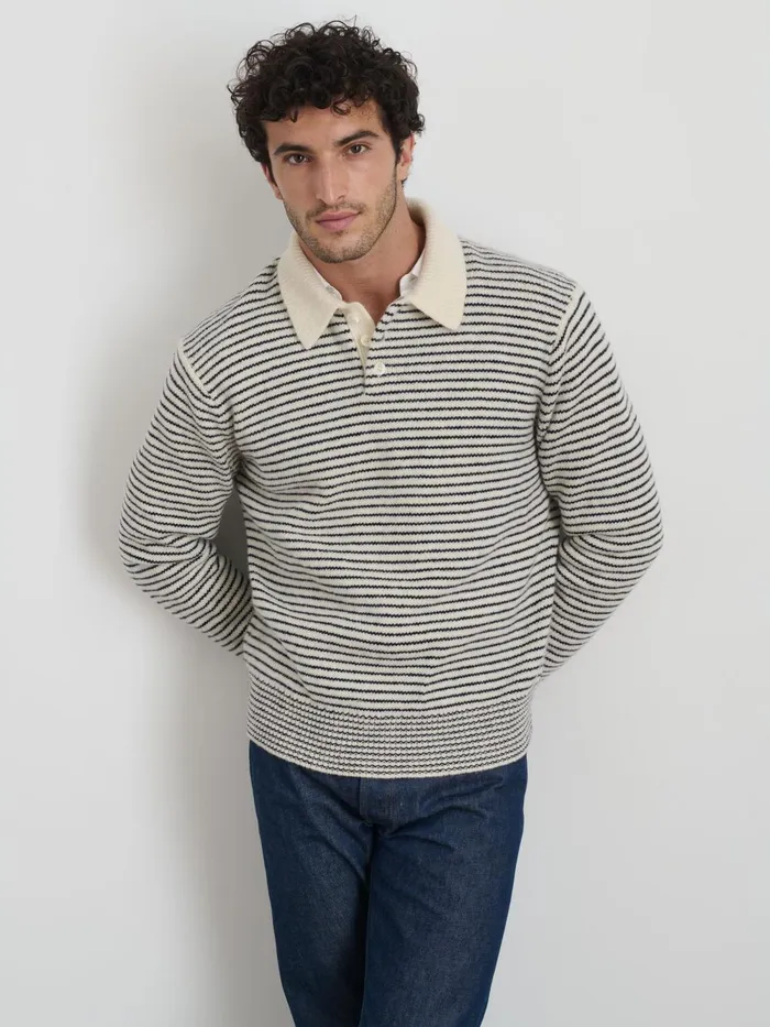 Alex Mill Sweaters Sweatshirts Men Carl Polo Sweater In Stripe Alex Mill Sweaters Sweatshirts Men Carl Polo Sweater In Stripe