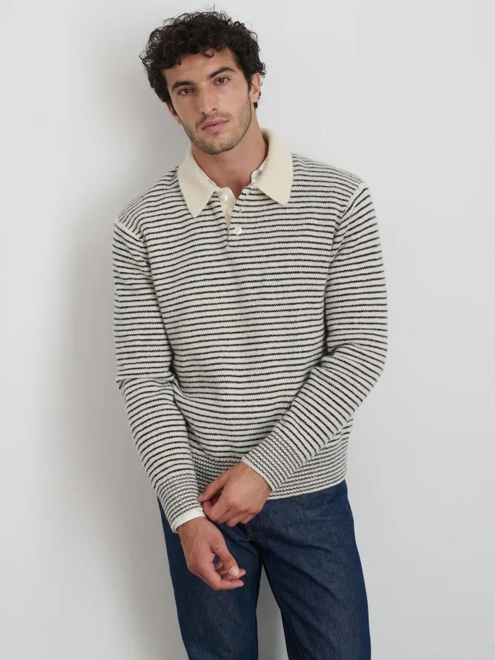 Alex Mill Sweaters Sweatshirts Men Carl Polo Sweater In Stripe Alex Mill Sweaters Sweatshirts Men Carl Polo Sweater In Stripe