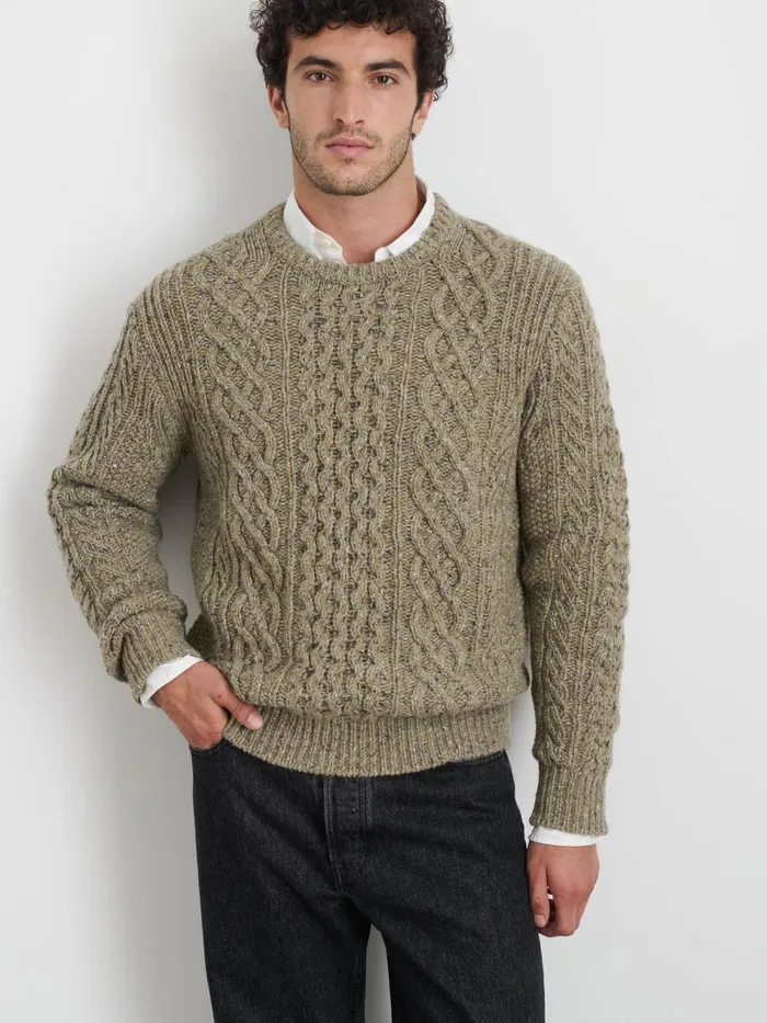Alex Mill Sweaters Sweatshirts Men Donegal Fisherman Sweater Grassland
