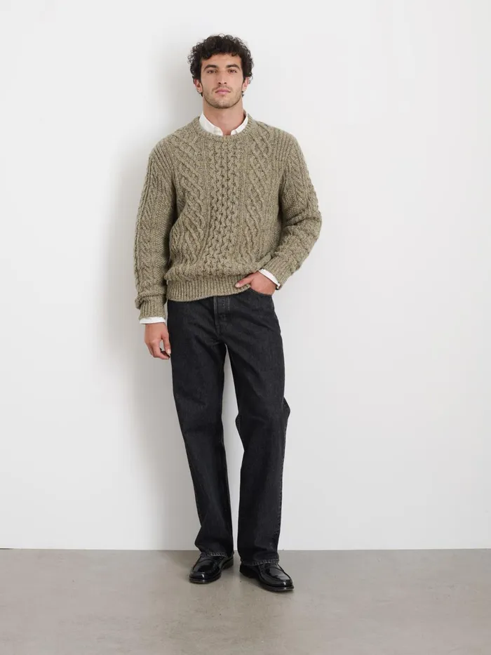 Alex Mill Sweaters Sweatshirts Men Donegal Fisherman Sweater Grassland