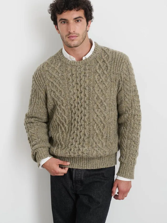 Alex Mill Sweaters Sweatshirts Men Donegal Fisherman Sweater Grassland