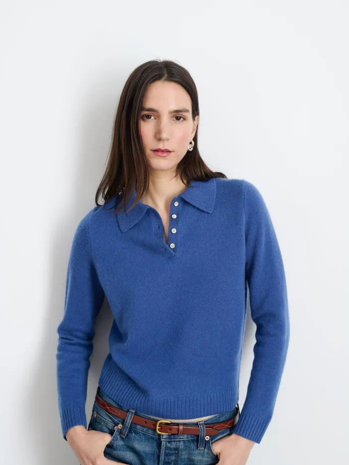 Alex Mill Sweaters Women Alice Polo In Cashmere Infinity Blue