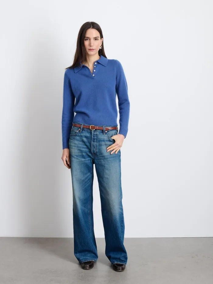 Alex Mill Sweaters Women Alice Polo In Cashmere Infinity Blue