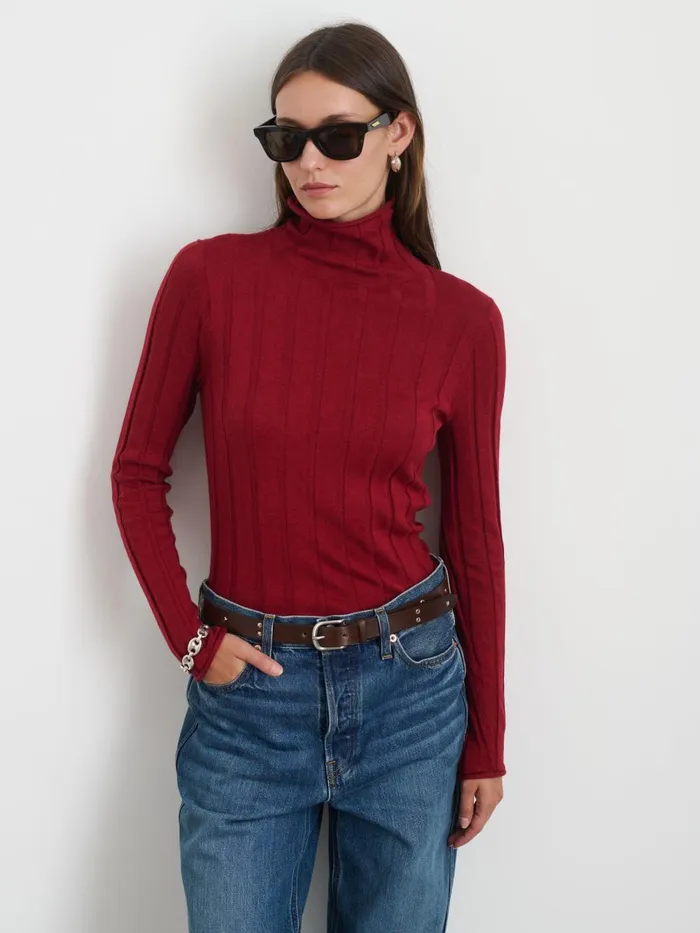 Alex Mill Sweaters Women Ellie Ribbed Turtleneck In Cotton Cashmere Cabernet Alex Mill Sweaters Women Ellie Ribbed Turtleneck In Cotton Cashmere Cabernet
