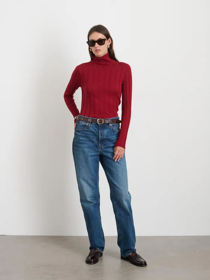 Alex Mill Sweaters Women Ellie Ribbed Turtleneck In Cotton Cashmere Cabernet Alex Mill Sweaters Women Ellie Ribbed Turtleneck In Cotton Cashmere Cabernet