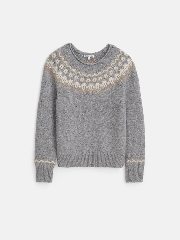 Alex Mill Sweaters Women Jamie Fair Isle Sweater Heather Grey