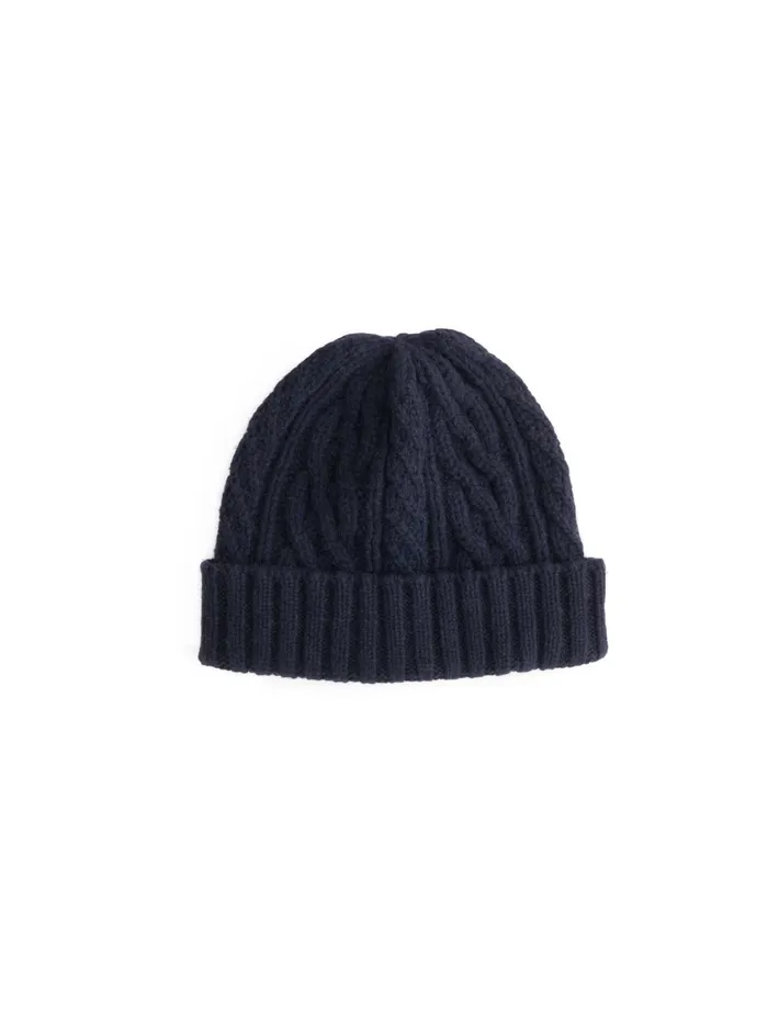 Alex Mill Women Aran Cable Beanie In Wool Navy