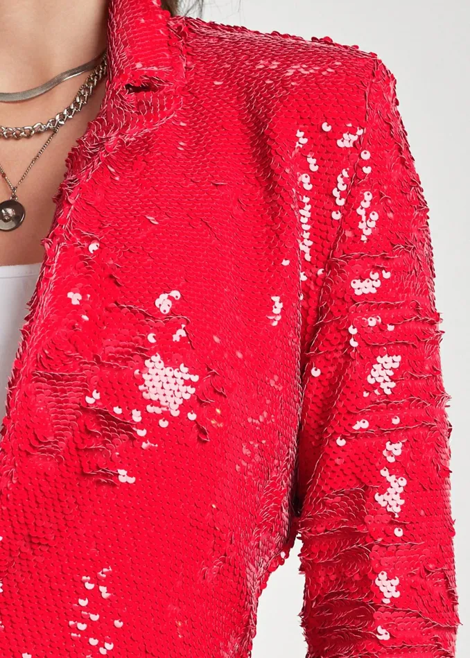Allover Sequin Blazer Red Women VENUS Jackets