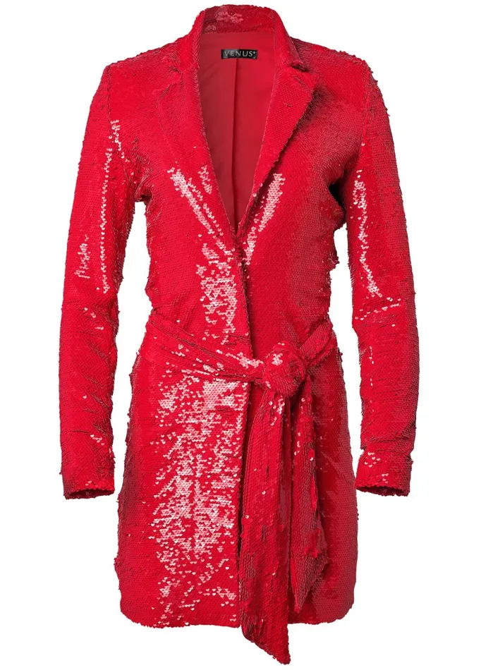 Allover Sequin Blazer Red Women VENUS Jackets