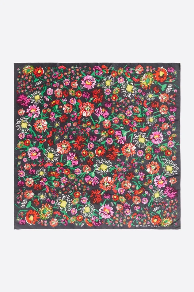 Anthracite Painted Flowers Scarf Anthracite Women Bimba Y Lola Scarves