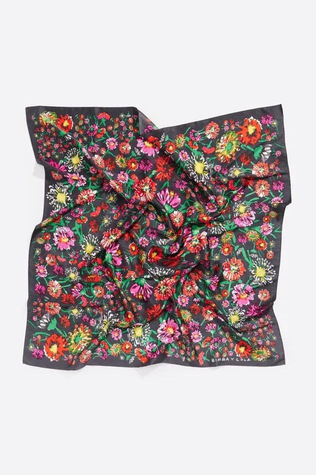 Anthracite Painted Flowers Scarf Anthracite Women Bimba Y Lola Scarves Anthracite Painted Flowers Scarf Anthracite Women Bimba Y Lola Scarves
