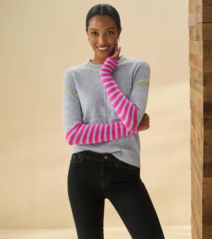 Avery Sweater 8211 Hot Pink Stripes Hatley