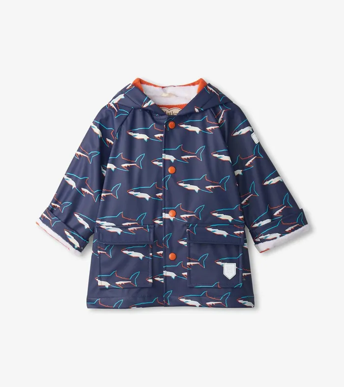 Baby and Toddler Boys Sharks ButtonUp Rain Jacket Hatley