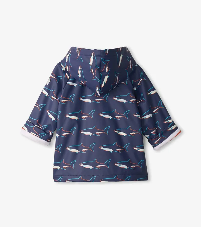 Baby and Toddler Boys Sharks ButtonUp Rain Jacket Hatley