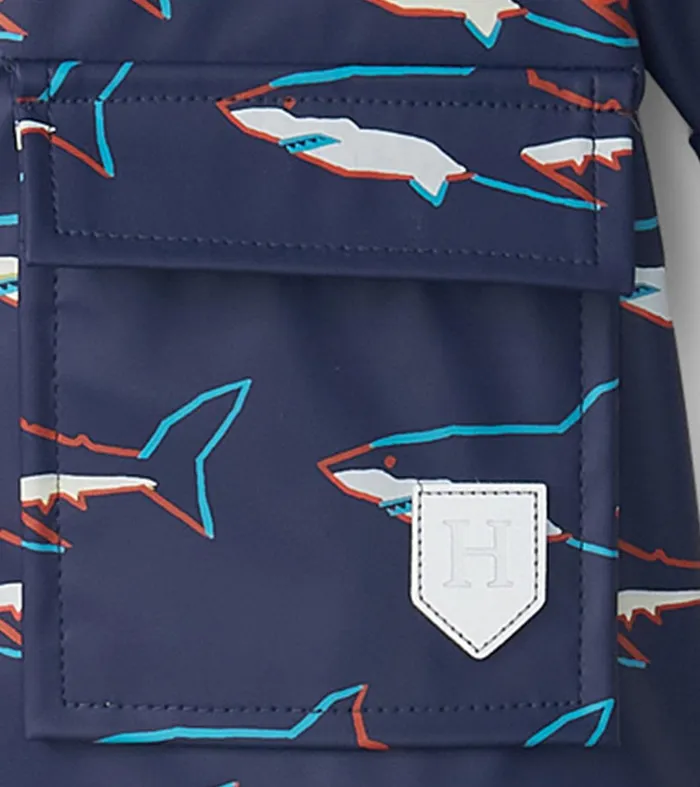 Baby and Toddler Boys Sharks ButtonUp Rain Jacket Hatley
