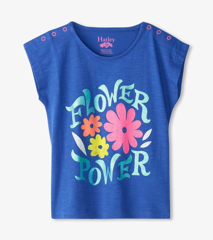 Baby and Toddler Girls Flower Power Snap Button Shirt Hatley
