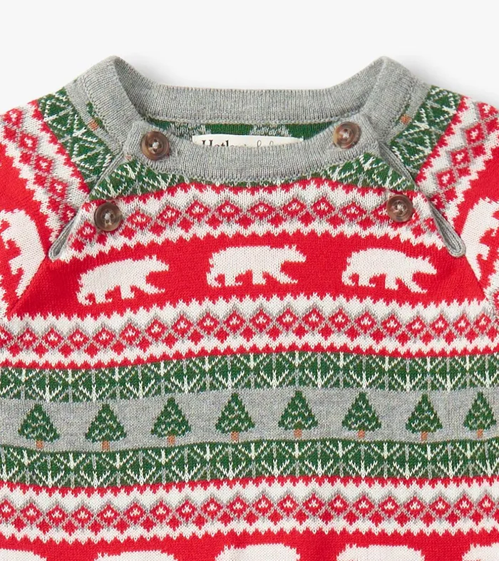 Baby Polar Bear Fair Isle Sweater Romper Hatley