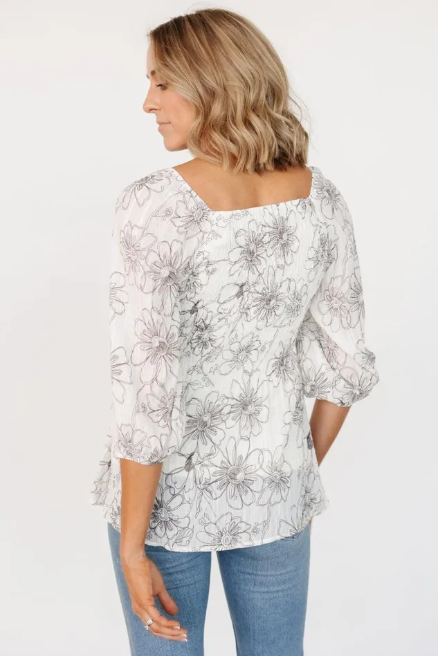 Baltic Born Blouses Shirts Women Florian Smocked Top Ivory Print Baltic Born Blouses Shirts Women Florian Smocked Top Ivory Print