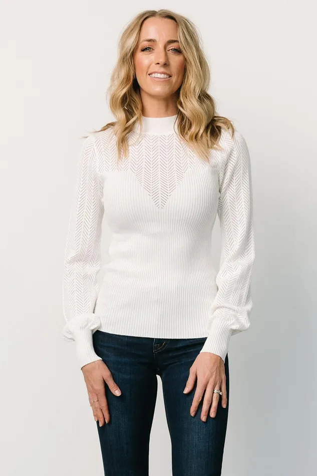 Baltic Born Blouses Shirts Women Kenzie Pointelle Sweater Top Off White