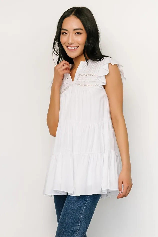 Baltic Born Blouses Shirts Women Margaret Tiered Top White Baltic Born Blouses Shirts Women Margaret Tiered Top White