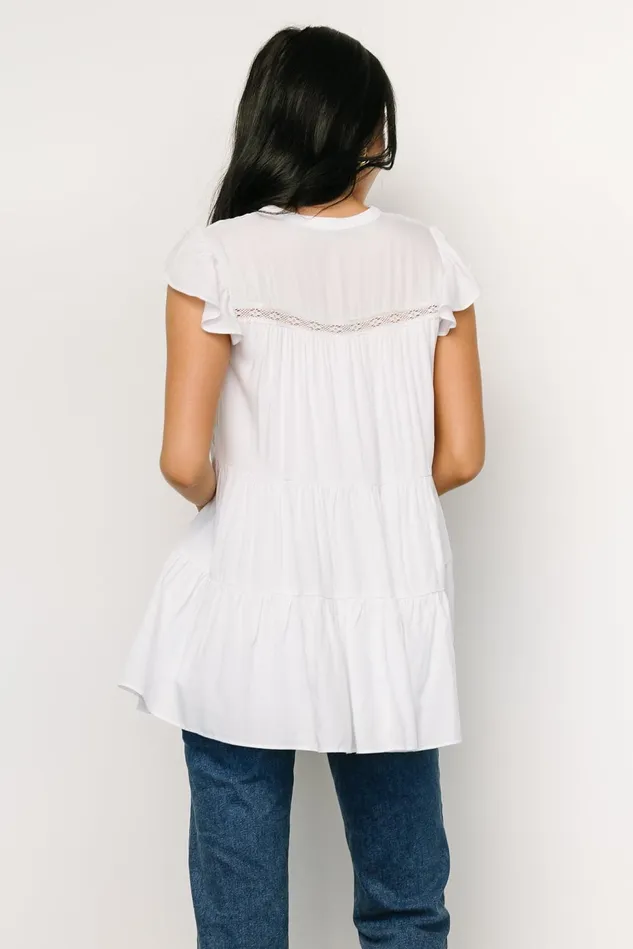 Baltic Born Blouses Shirts Women Margaret Tiered Top White Baltic Born Blouses Shirts Women Margaret Tiered Top White