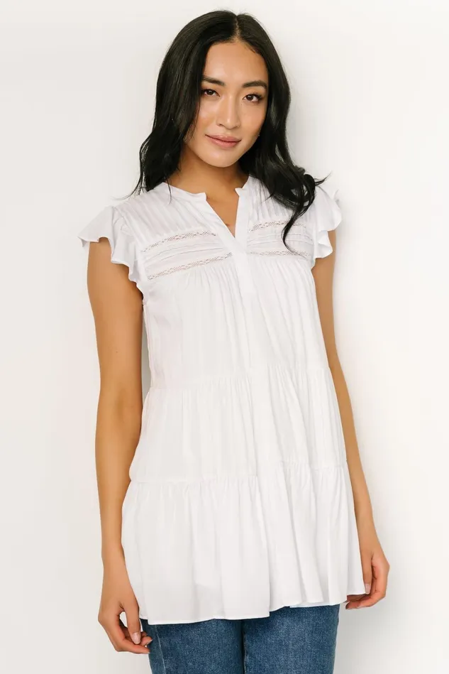Baltic Born Blouses Shirts Women Margaret Tiered Top White Baltic Born Blouses Shirts Women Margaret Tiered Top White