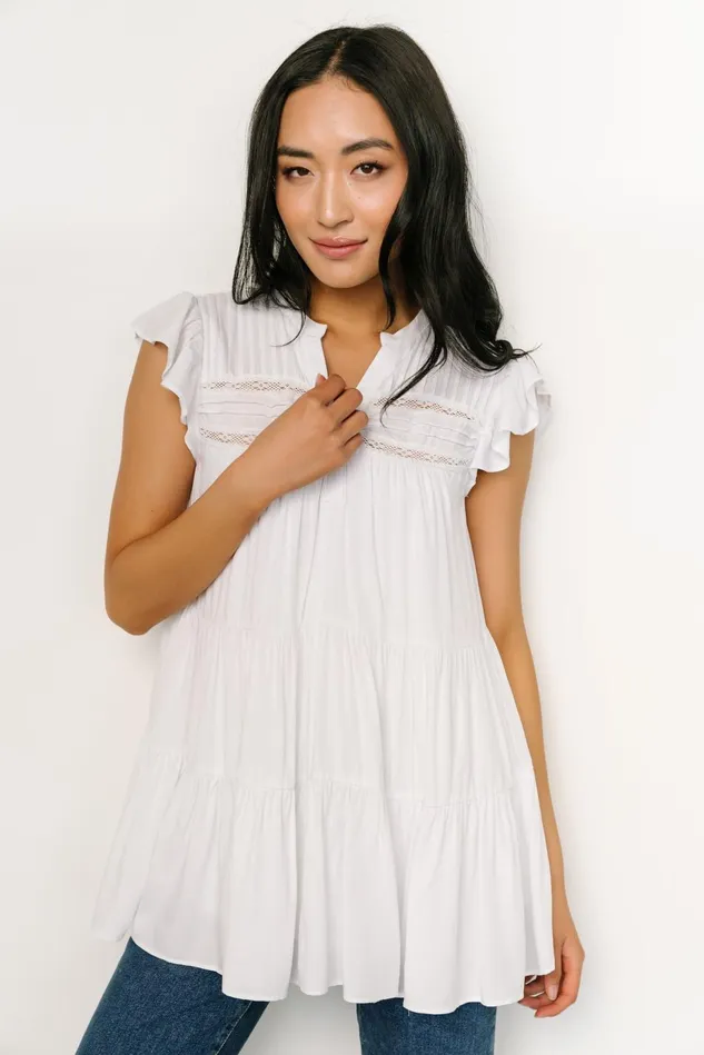Baltic Born Blouses Shirts Women Margaret Tiered Top White Baltic Born Blouses Shirts Women Margaret Tiered Top White